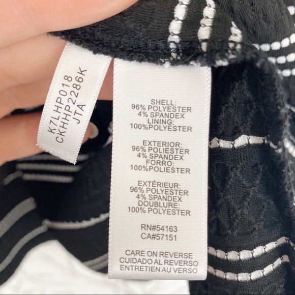 CALVIN KLEIN Balloon Sleeve Blk / White Stripe Top - Picture 8 of 10